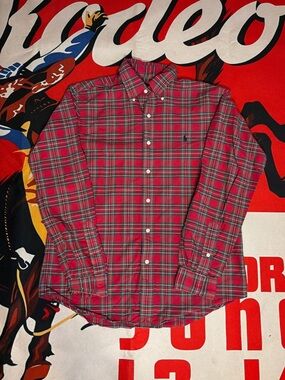 Ralph Lauren Red and Green Plaid Button-Down Shirt